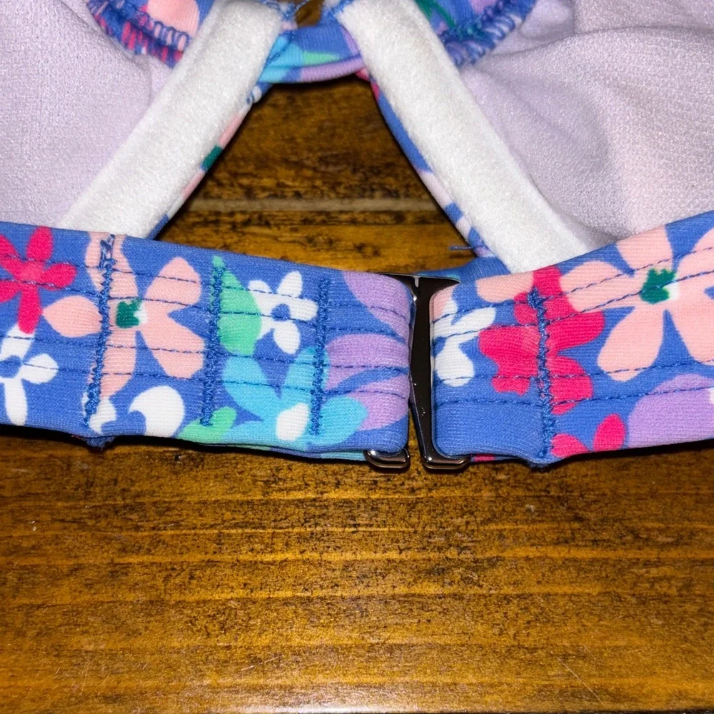 Size L Floral Blue and Pink bikini top‎
